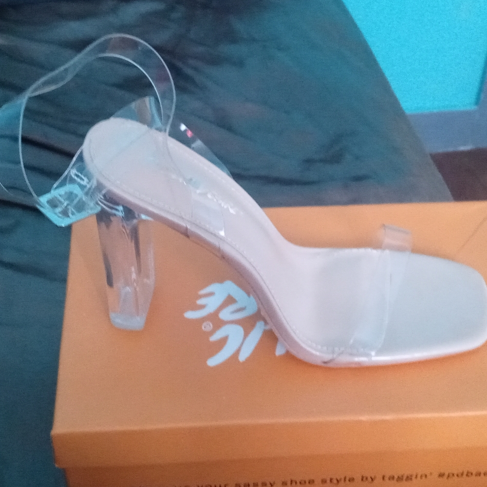 Ladies open toe shoes clear